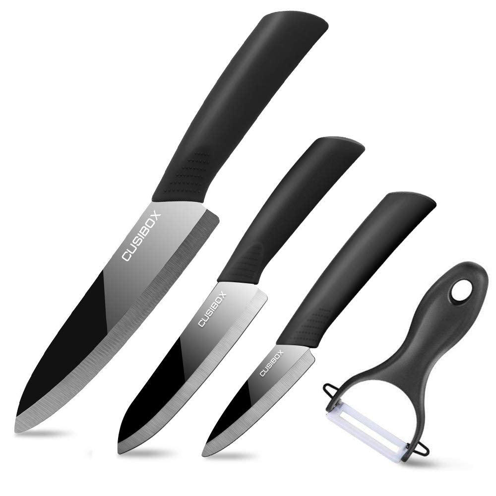 Ceramic Knife Set With Sheaths - Super Sharp & Rust Proof & Stain Resistant Ceramic Chef Knife, 6