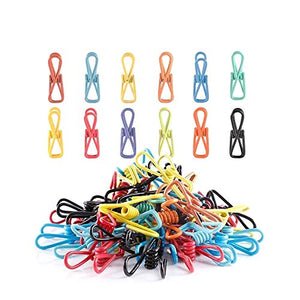 URBEST Clothesline Clips Colorful Multipurpose Plastic-Coated Metal Clip, Chip Clips for Clothes Bag Paper Document use, Pack of 70