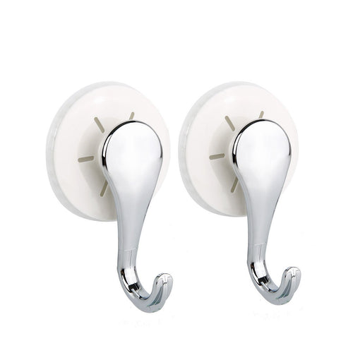 TAILI Vacuum Suction Cup Hooks Shower Hooks Bathroom Kitchen Wall Hanger Holder for Towel Bathrobe Loofah Coat, 2 Pack White
