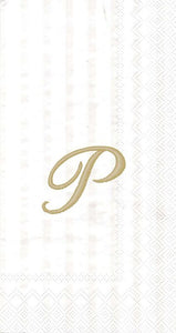 Ideal Home Range 3-Ply Paper Ivory Monogram, 16 Count Guest Towel Napkins Letter P, Set of 2