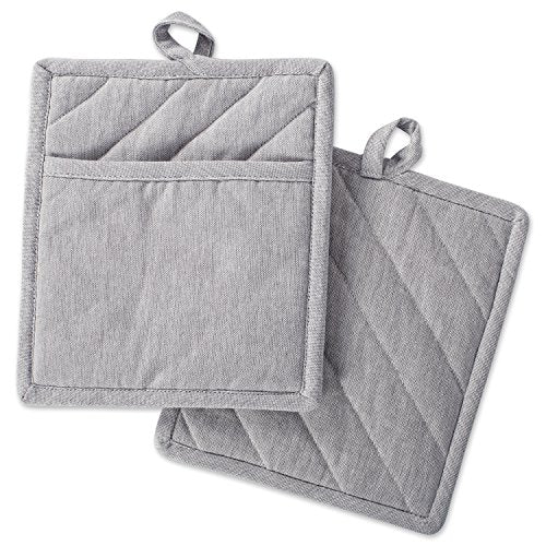 DII Cotton Chambray Pot Holders with Pocket, 9x8