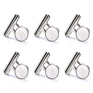 Coideal Strong Refrigerator Magnet Hinge Clips/ 31mm Small Heavy-duty Silver Fridge Metal Clip for Displaying Calendar Photos, Arts & Crafts, Home Kitchen Office Teaching Use (6 Pack, 1 1/5 Inch)