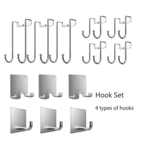 Get poeland 1kuan over door hooks organizer rack and drawer hooks and adhesive hooks 304 stainless steel hook set 4 types of hooks 13 pcs