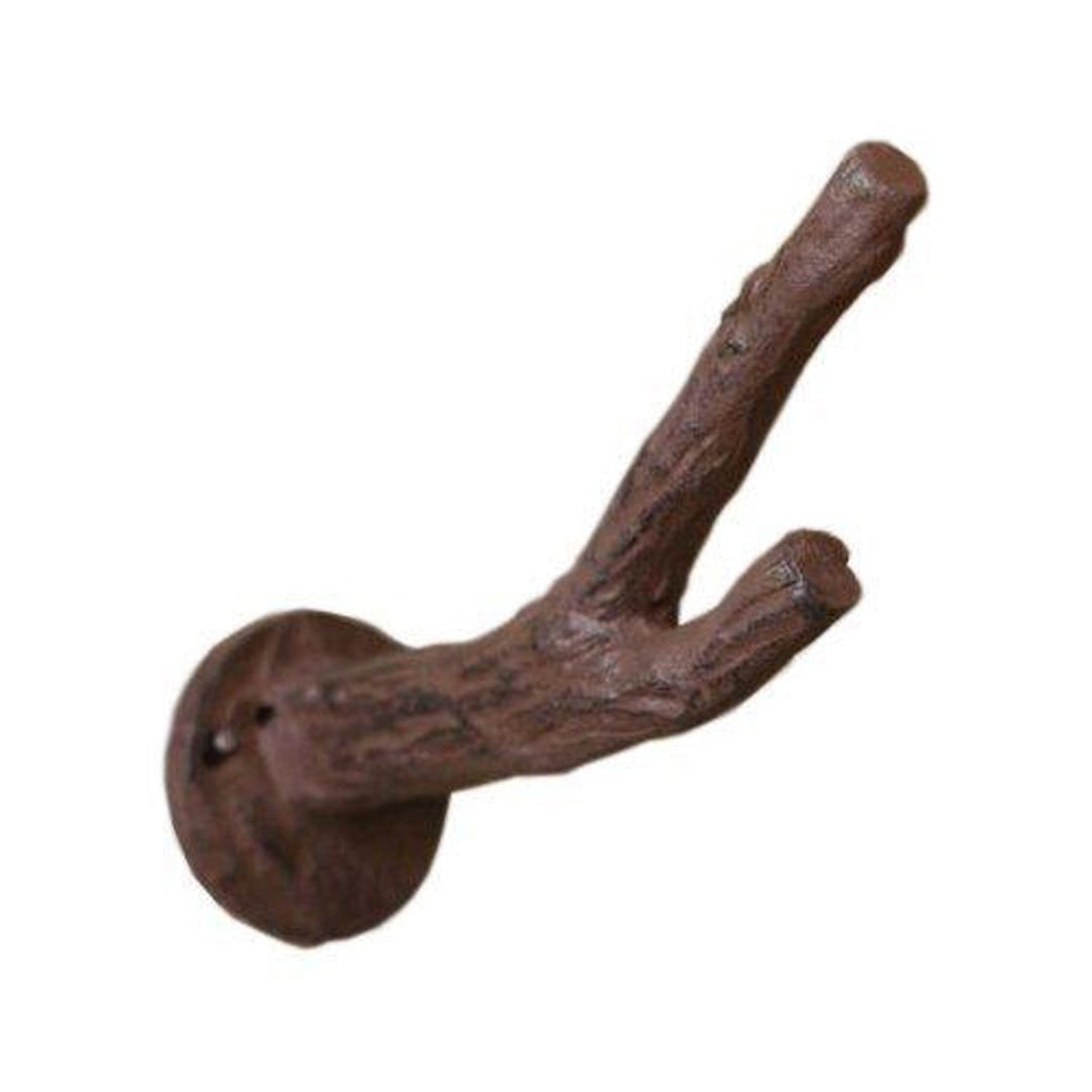 Cast Iron Branch Wall Hook | Wall Rack | Wall Mounted Coat Hook | Vintage, Rustic, Decorative | with Screws and Anchors | 5 
