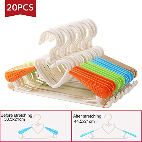 Da Jia 20 Pcs Adjustable Multi-Functional Plastic Anti-Slip Telescopic Clothes Hanger Drying Storage Hanging Rack for Kids and Adults