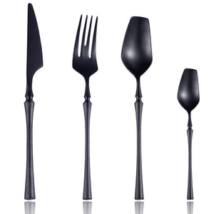 Lemeya 24-Piece 18/10 Stainless Steel Matte Black Silverware Luxury Flatware Cutlery Set Service for 6 Include Knife Fork Spoon Dishwasher Safe (Black)