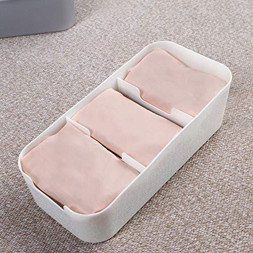 Quaanti 3 Grid Plastic Storage Box for Tie Bra Underwear Socks Drawer Creative Socks Organizer Desktop Jewelry Cosmetics Makeup Box (White)