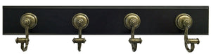 Headbourne 8047E 18" Dark Brown Hook Rail/Coat Rack with 4 Chrome Hooks