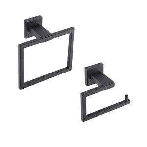 KES Bathroom Accessories Toilet Paper Holder Towel Ring SUS304 Stainless Steel RUSTPROOF 2-Piece Morden Wall Mount, Matte Black Finish, LA24BK-21