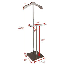 Purchase vanity valet stand stainless steel valet suit rack holds one full suit which includes jacket tie shoes pants made of stainless steel dark wooden dark brown simple assembly required 11 81x17 72x46 26