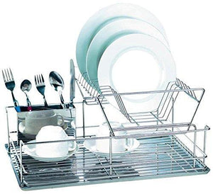 Explore euroware modern stainless steel 2 tier dish drying rack with draining board and cutlery tray 18 5 inches silver