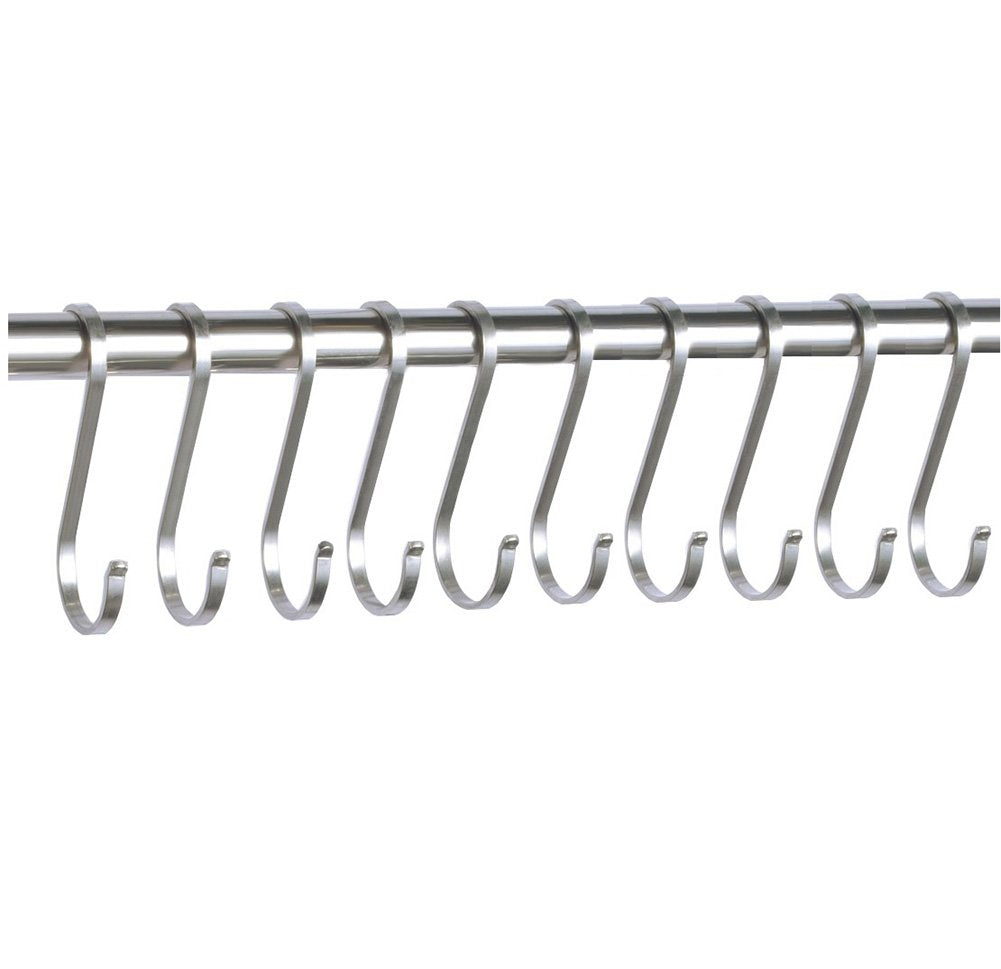 10 Pack Flat S Hooks Heavy Duty Hanging Hooks 304 Stainless Steel S Shaped Metal Kitchen Pot Pan Hangers Rack Hooks (XL/Flat/10pcs)