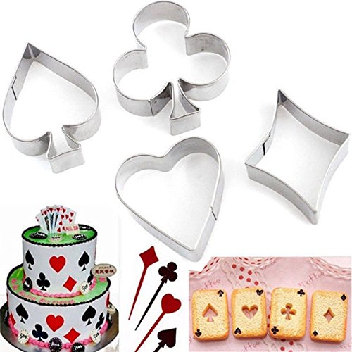 Poker Card Suit 4 Pc Metal Cookie Cutter Set