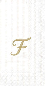 Ideal Home Range 3-Ply Paper Ivory Monogram, 16 Count Guest Towel Napkins Letter F, Set of 2