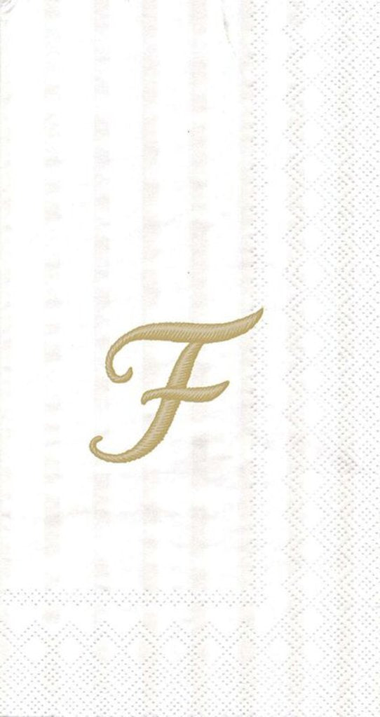 Ideal Home Range 3-Ply Paper Ivory Monogram, 16 Count Guest Towel Napkins Letter F, Set of 2