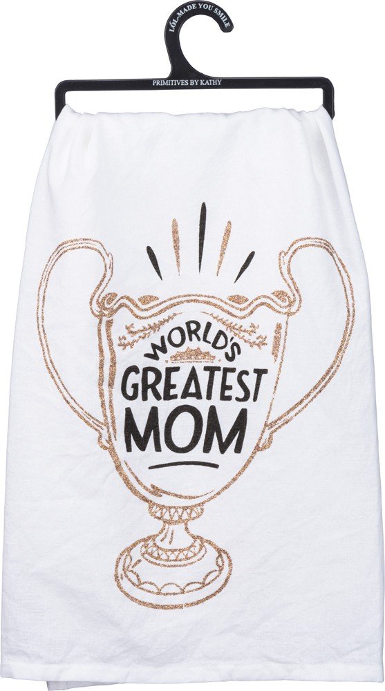 Primitives by Kathy 34213 LOL Made You Smile Dish Towel, Worlds Greatest Mom