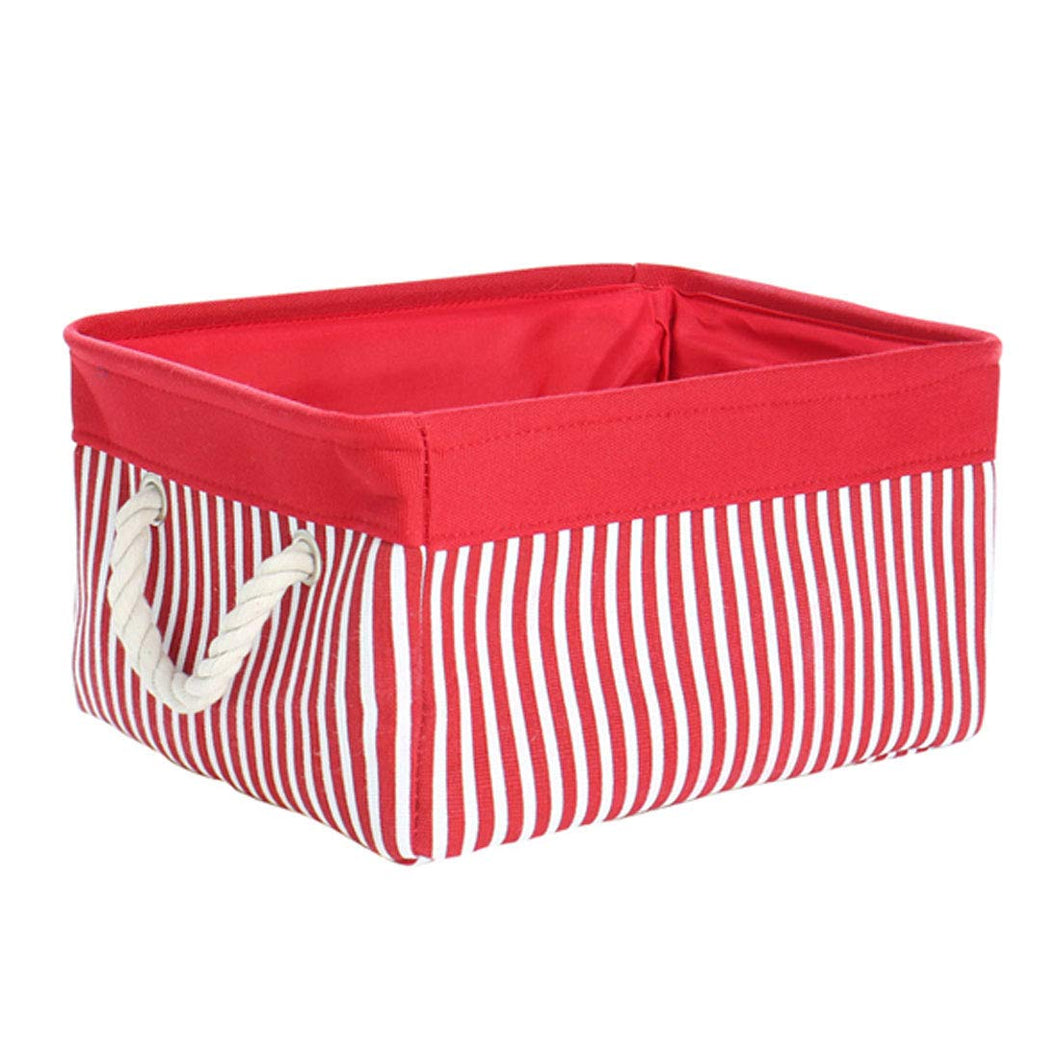 uxcell Storage Basket Bin, Collapsible Laundry Basket with Rope Handles,Decorative Fabric Basket for Shelves Office Closet Organizer, Red (Small - 13.8