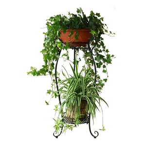 Budget friendly dazone demountable metal 2 tiers plant rack indoor floor model plant stand black