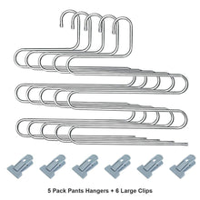 Shop for hontop 5 pack s type multi purpose pants hangers rack stainless steel magic for hanging trousers jeans scarf tie clothes space saving storage rack 5 layers 5pcs