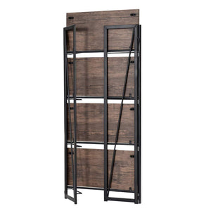 Top rated good life folding bookshelf rack 4 tiers bookcase rustic decor furniture shelf storage rack no assembly industrial stand sturdy shelf organizer for home office 23 5 x 11 7 x 49 inches hou545