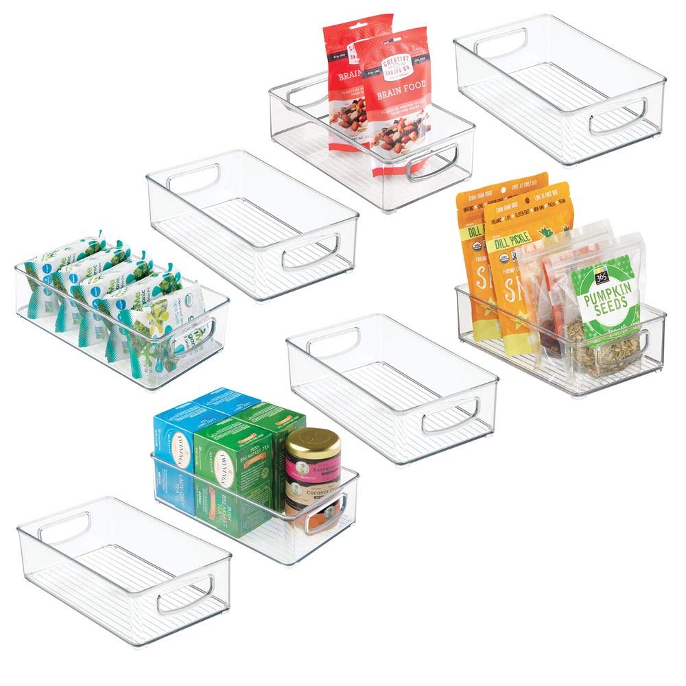 mDesign Plastic Kitchen Pantry Cabinet, Refrigerator or Freezer Food Storage Bins with Handles - Organizer for Fruit, Yogurt, Snacks, Pasta - Food Safe, BPA Free, 6
