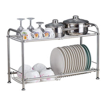 Home delite home 2 tier stainless steel over sink dish drying rack counter top dish rack dish shelf dish collector silver single groove