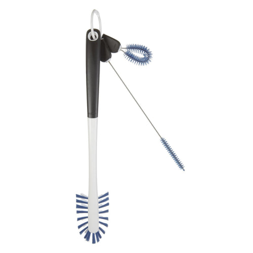 Water Bottle Cleaning Brush set. Perfect for Sport Water Bottles, Coffee Travel Mugs, Bottles for kids, baby bottles, and Glass Water Bottles. Set includes Straw, Lid, and Long Brush.