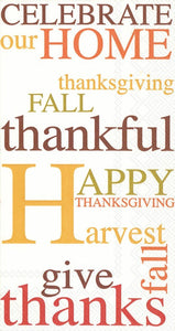 Ideal Home Range 32 Count 3-Ply Paper Guest Towel Napkins, Thanksgiving Celebrate Our Home