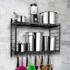 Great sparkworks 2 tiered wall mounted pot rack