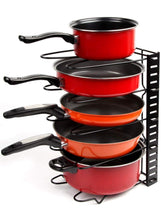 Buy now height adjustable pan organizer rack vdomus pan and pot lid holder black metal black