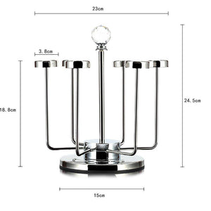 New ty wj cup holder mug drain rack rotation coffee cup glass teacup hooks stainless steel anti skidding large and small size sturdy stable senior b