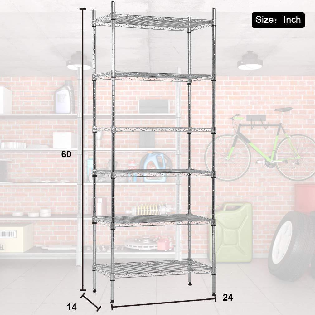 The best nsf wire shelf organizer 6 wire shelving unit metal storage shelves utility commercial grade heavy duty height adjustable leveling feet steel layer shelf rack 1500 lbs capacity 14x24x60 chrome