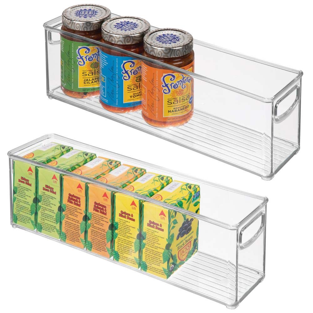 mDesign Plastic Stackable Kitchen Pantry Cabinet, Refrigerator or Freezer Food Storage Bins with Handles - Organizer for Fruit, Yogurt, Snacks, Pasta - BPA Free, 16