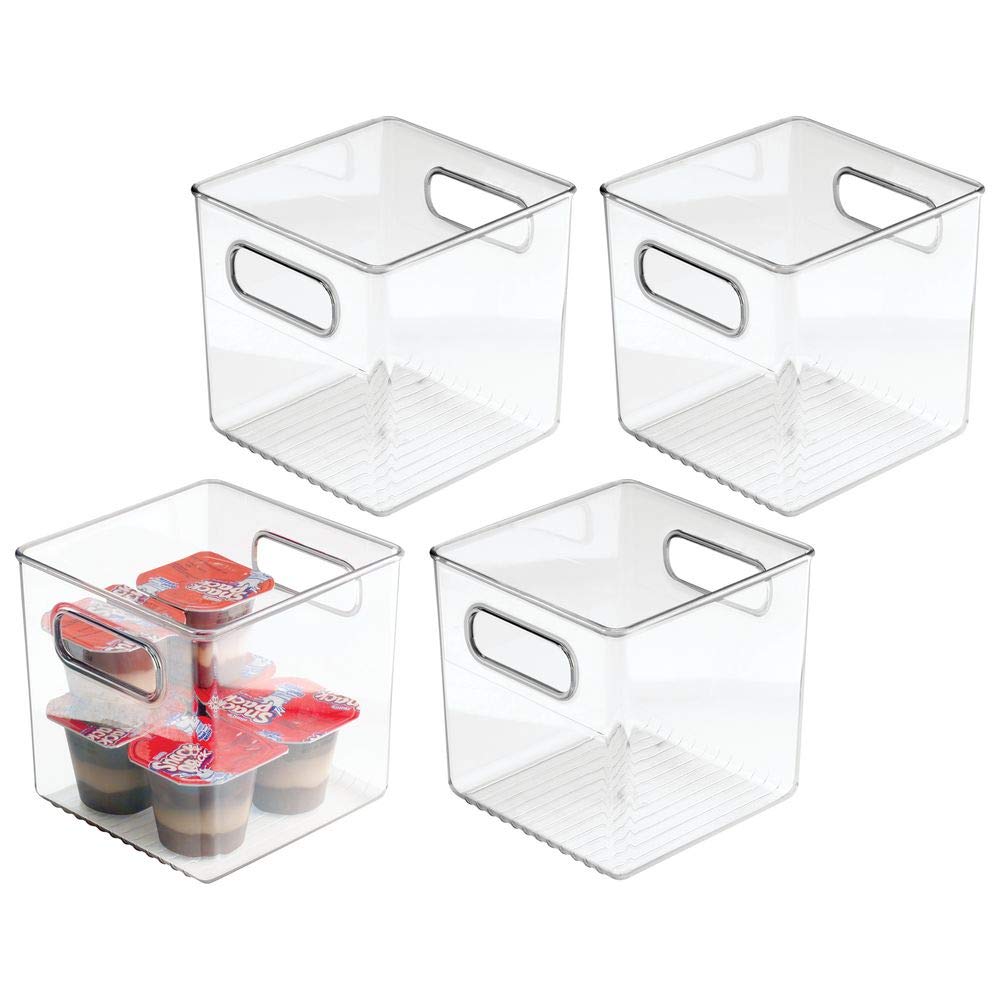 mDesign Plastic Kitchen Pantry Cabinet, Refrigerator or Freezer Food Storage Bins with Handles - Organizer for Fruit, Yogurt, Snacks, Pasta - Food Safe, BPA Free, 6