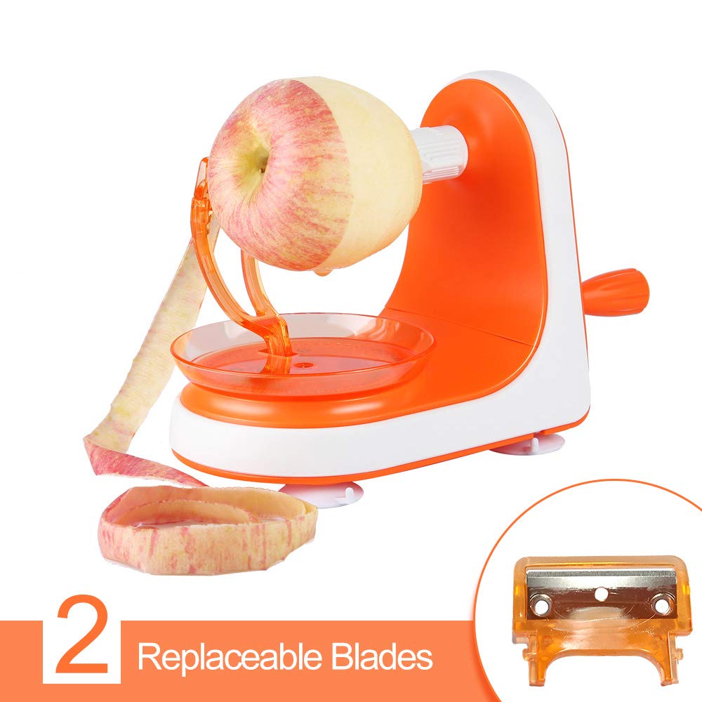 Valuetools Manual Apple Peeler Slicer – Suction Non Slip Counter Grips - Automatic Hand Crank - Replaceable Stainless Steel Blades with Protect Cover