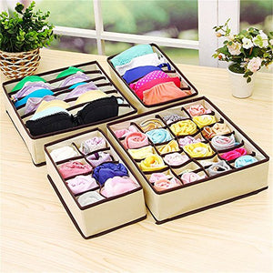 Non-Woven Large Capacity Underwear Bra Pants Storage Boxes Socks Clothes Home Wardrobe Organizer 4Pcs/Set by Xiaolanwelc