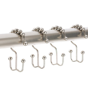 TENOVEL Never Rust 304 Stainless Steel Shower Rings, Rustproof Shower Curtain Hooks,Heavy Duty Roller Double Glide Shower Curtain Hooks for Bathroom Shower Liners, Brushed Nickel,Set of 12 Hooks