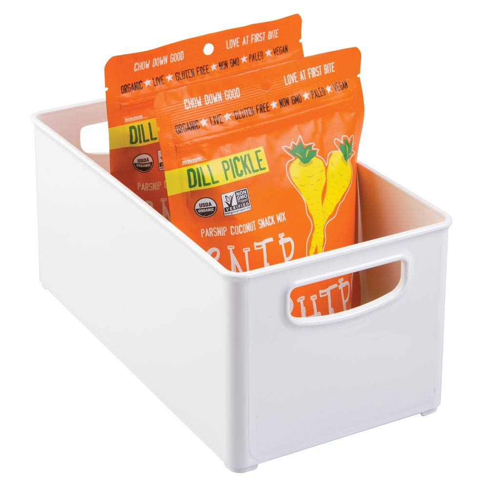 mDesign Plastic Stackable Kitchen Pantry Cabinet, Refrigerator or Freezer Food Storage Bin Container with Handles - Organizer for Fruit, Yogurt, Snacks, Pasta - 10