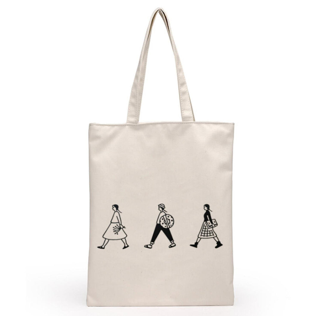2017 new Korean version of the canvas bag Three Girls Design handbag shoulder simple simple student bag Tote bag shopping bag tide