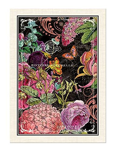 Michel Design Works Botanical Garden Cotton Kitchen Towel, Black/Pink