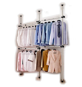 Featured goldcart gc552222 portable indoor garment rack coat hanger clothes wardrobe height 160 320cm width 120 220cm adjustable grey close to white pipes and black brackets 2 count