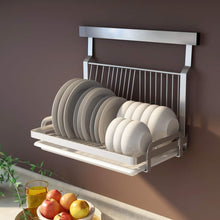 On amazon ctystallove foldable stainless steel dish drying rack with drainboard wall mounted metal mesh storage organizer holder