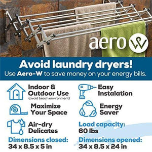 Order now aero w stainless steel folding clothes rack 60lb capacity 22 5 linear ft