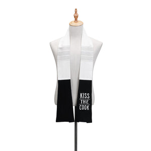 Kiss The Cook Black Extra Long Cotton Blend Over The Shoulder Kitchen Towel Boa