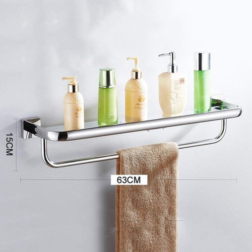 Order now deed wall hanging mount rack toilet shelf stainless steel bathroom shelf dressing table dressing table tempered glass mirror frame storage rack 63cm