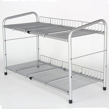 Exclusive flagship 2 tiers under sink strainer stainless steel silver expandable cabinet shelf kitchen and bath multipurpose tidy organizer storage rack