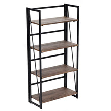 Try good life folding bookshelf rack 4 tiers bookcase rustic decor furniture shelf storage rack no assembly industrial stand sturdy shelf organizer for home office 23 5 x 11 7 x 49 inches hou545