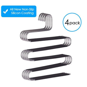 Exclusive ffhl pants hangers s type 5 layers non slip with silicone stainless steel rack for dress jeans slacks towels scarfs ties multi clothes cascading 80 space saver 14 17 x 14 96ins4 pack 1