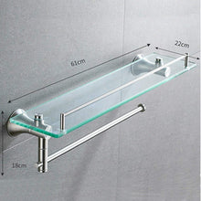 Featured deed wall hanging mount rack toilet stainless steel double shelf tempered glass bathroom wall hanging towel rack 2 layers storage rack 612218cm