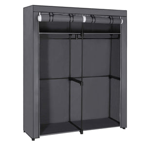 Organize with songmics closet storage organizer portable wardrobe with hanging rods clothes rack foldable cloakroom study stable 55 1 x 16 9 x 68 5 inches gray uryg02gy